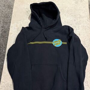 Santa Cruz Skateboards Black Pullover Hoodie with Yellow Graphic
